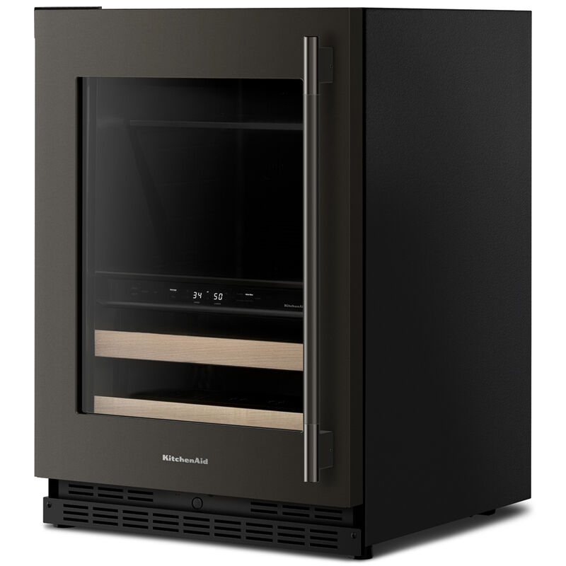 KitchenAid 24 in. Built-In/Freestanding 4.8 cu. ft. Compact Beverage Center with Adjustable Shelves & Digital Control - Black Ore, Black Ore, hires