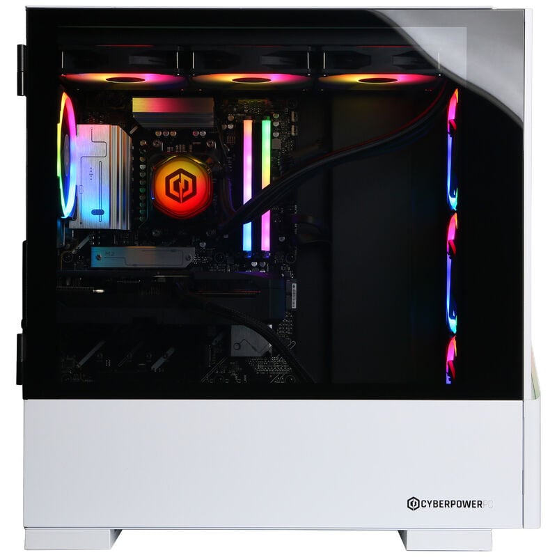 CyberPowerPC Gamer Supreme Liquid Cool Desktop with AMD Ryzen 7 7800X3D, 4.2 GHz, 8-Core CPU, NVIDIA GeForce RTX 5070, 12GB VRAM GPU, 32 GB RAM, 1 TB SSD & Windows 11 Home - White, , hires