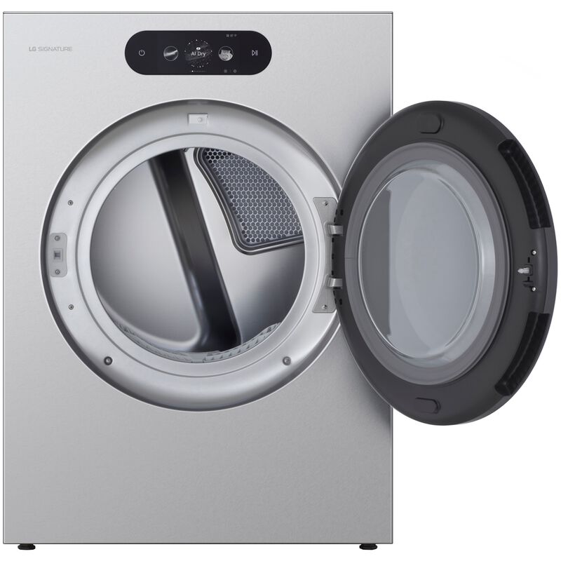 LG SIGNATURE 29 in. 9.0 cu. ft. Smart Stackable Gas Dryer with Built-In Intelligence, TurboSteam, AI Sensor Dry & Sanitize Cycle - Brushed Platinum Steel, , hires