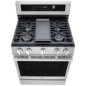 LG 30 in. 6.3 cu. ft. Smart Air-Fry True European Convection Gas Range with 5 Sealed Burners & Griddle - PrintProof Stainless Steel, , hires