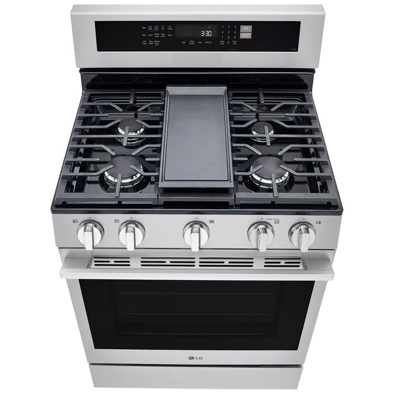 LG 30 in. 6.3 cu. ft. Smart Air-Fry True European Convection Gas Range with 5 Sealed Burners & Griddle - PrintProof Stainless Steel, , hires
