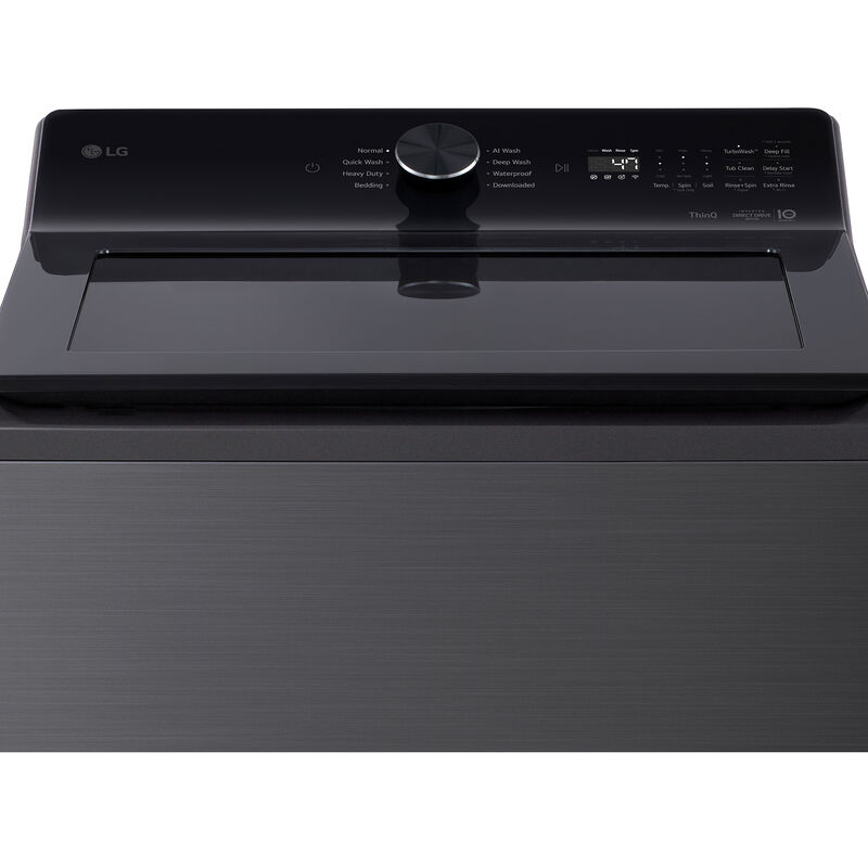 LG 27 in. 4.8 cu. ft. Smart Top Load Washer with 4-Way Agitator, EasyUnload & AI Sensing - Platinum Black, Platinum Black, hires