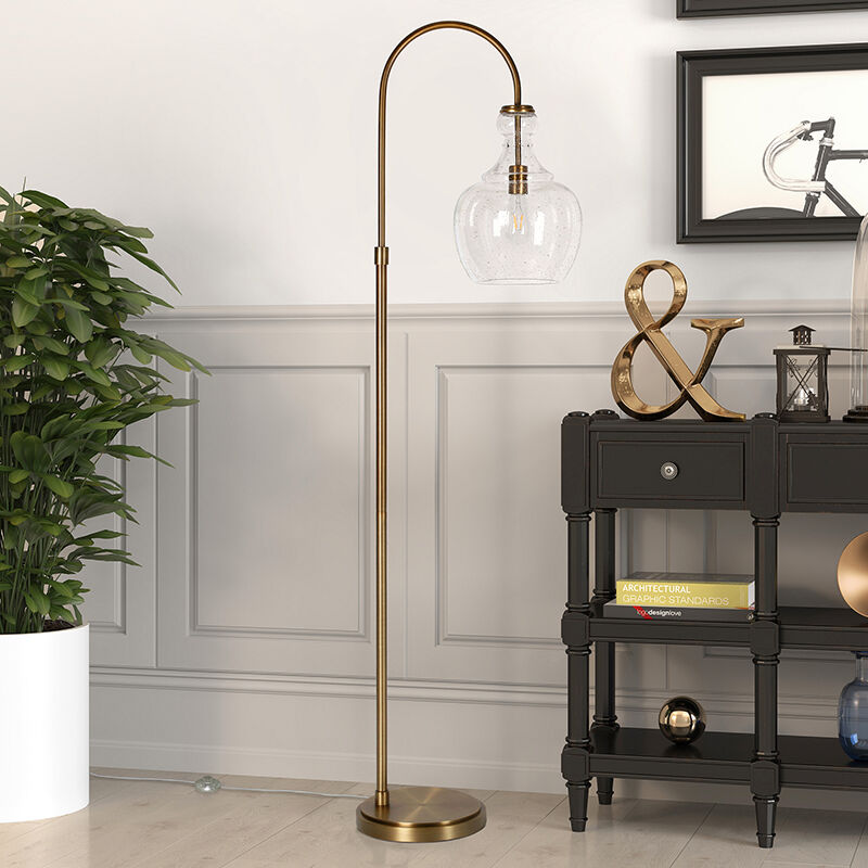 Brass and glass floor outlet lamp