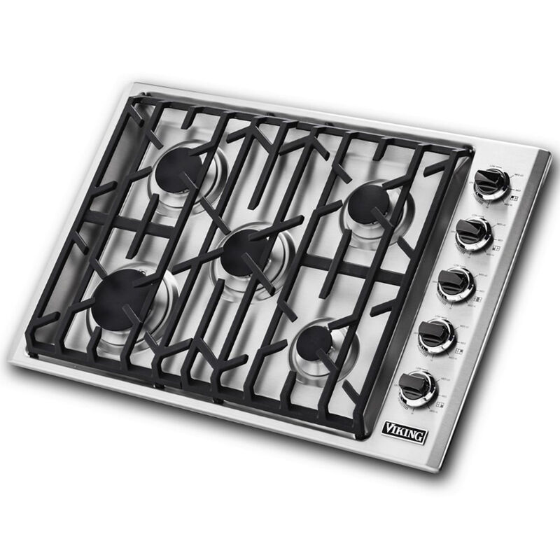 Viking 5 Series 30 in. 5-Burner Natural Gas Cooktop with Simmer Burner & Power Burner - Stainless Steel, , hires