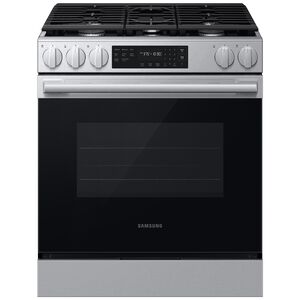 Samsung Bespoke 30 in. 6.0 cu. ft. Smart Air-Fry Standard Convection Slide-In Gas Range 5 Sealed Burners - Stainless Steel, , hires