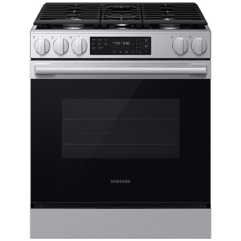 Samsung Bespoke 30 in. 6.0 cu. ft. Smart Air-Fry Standard Convection Slide-In Gas Range 5 Sealed Burners - Stainless Steel, , hires