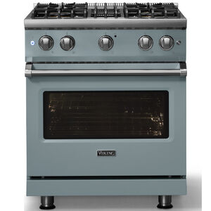 Viking 5 Series 30 in. 4.0 cu. ft. Standard Convection Gas Range with 4 Sealed Burners - November Sky - Natural Gas, Polished Chrome Trim Option, , hires