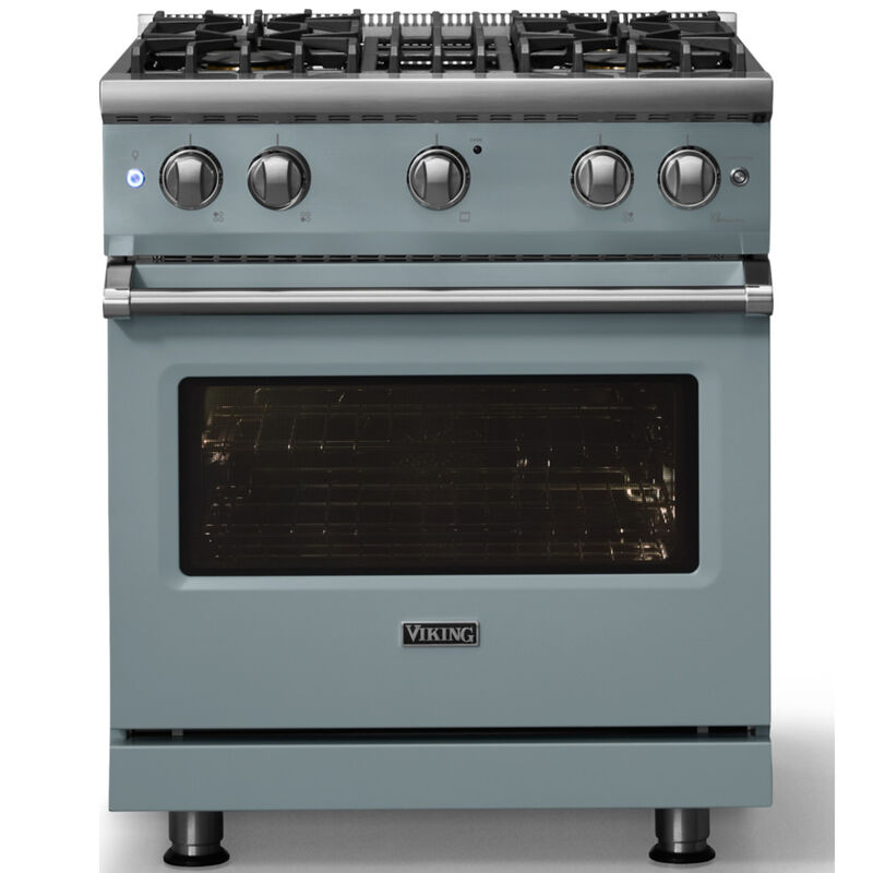 Viking 5 Series 30 in. 4.0 cu. ft. Standard Convection Gas Range with 4 Sealed Burners - November Sky - Natural Gas, Polished Chrome Trim Option, , hires