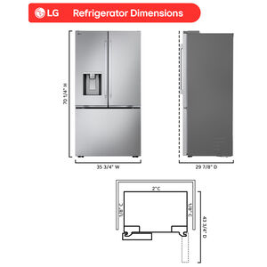 LG 36 in. 23.7 cu. ft. Smart Counter Depth French Door Refrigerator with Ice & Water Dispenser - Printproof Stainless Steel, , hires