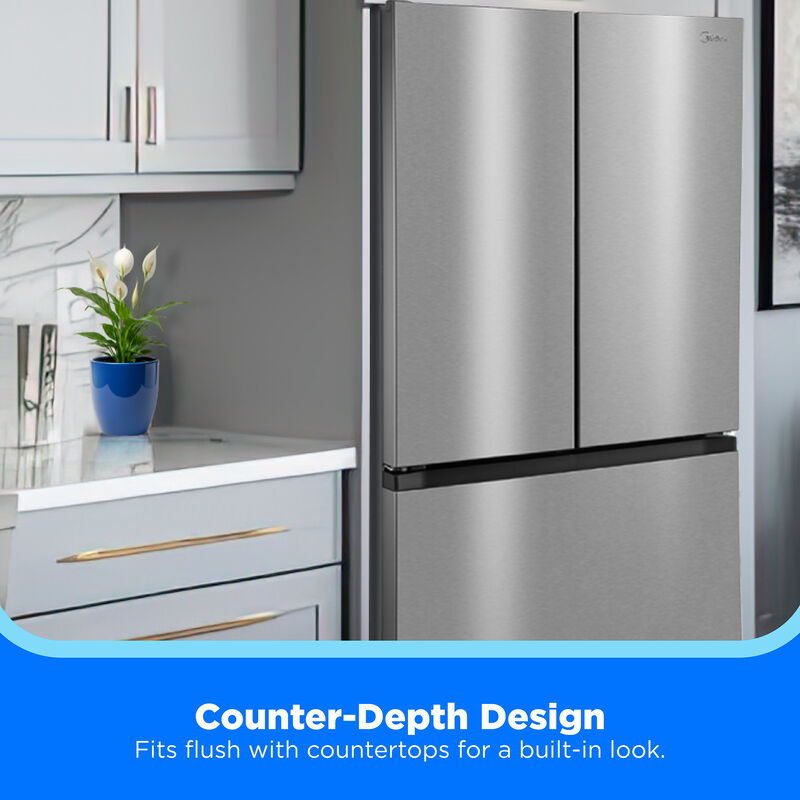 Midea 33 in. 22.6 cu. ft. Smart Counter Depth Garage-Ready French Door Refrigerator with Ice Maker - Stainless Steel, , hires
