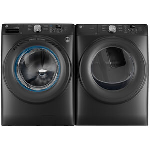 GE 28 in. 7.8 cu. ft. Smart Stackable Electric Dryer with Sanitize Cycle - Carbon Graphite, , hires