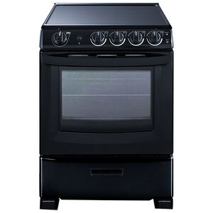Summit 24 in. 2.9 cu. ft. Oven Freestanding Electric Range with 4 Smoothtop Burners - Black, , hires