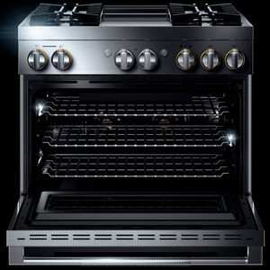 JennAir Rise Series 36 in. 5.1 cu. ft. Smart True European Convection Dual Fuel Range with 4 Sealed Burners & Griddle - Stainless Steel, , hires
