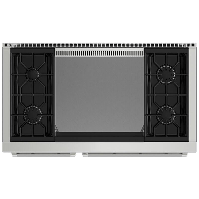 Wolf 48 in. 6.9 cu. ft. Standard Convection Double Oven Gas Range with 4 Sealed Burners & Griddle - Stainless Steel, , hires