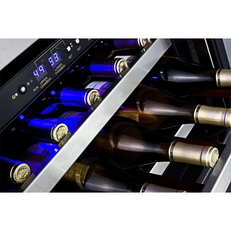 Summit 24 in. Undercounter Wine Cooler with Wood Racks, Dual Temperature Zones & 46 Bottle Capacity - Stainless Steel, , hires