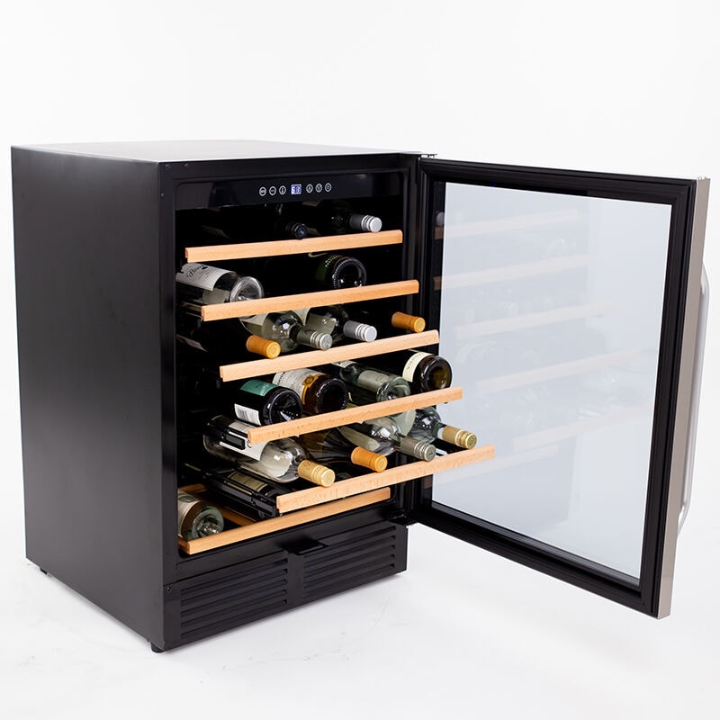 Avanti 24 in. Undercounter Wine Cooler with Wood Racks, Single Temperature Zone & 50 Bottle Capacity - Stainless Steel, , hires