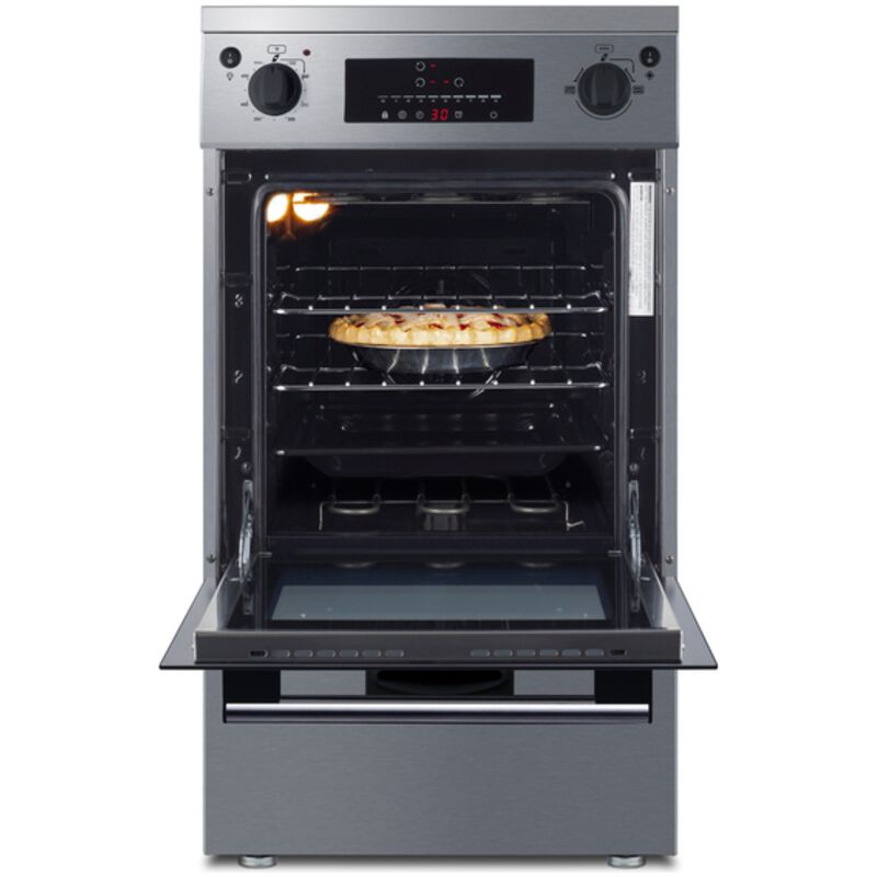 Summit 20 in. 2.0 cu. ft. Standard Convection Slide-In Electric Range with 3 Induction Burners - Stainless Steel, Stainless Steel, hires