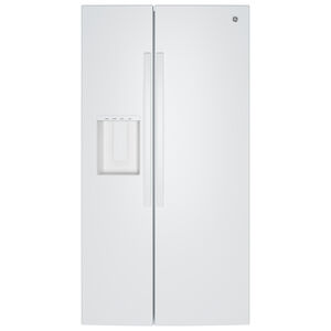 GE 36 in. 27.9 cu. ft. Side-by-Side Refrigerator with Ice & Water Dispenser - White, White, hires