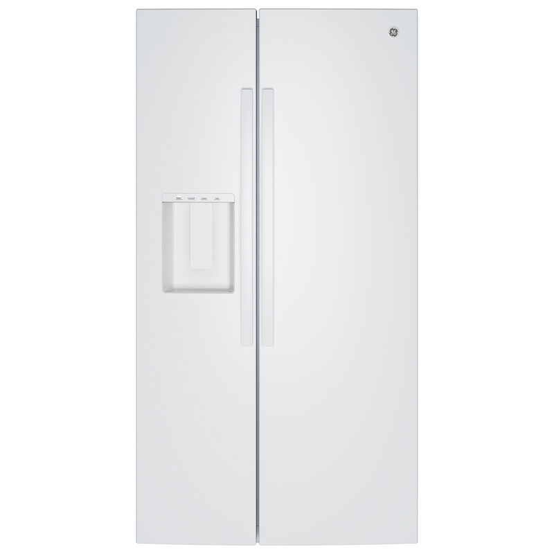 GE 36 in. 27.9 cu. ft. Side-by-Side Refrigerator with Ice & Water Dispenser - White, White, hires