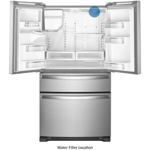 Whirlpool 36 in. 24.5 cu. ft. 4-Door French Door Refrigerator with Ice & Water Dispenser - Smudge-Proof Stainless Steel, Smudge-Proof Stainless Steel, hires
