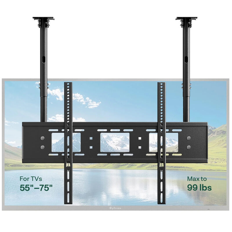 Sylvox Dual-Pole Ceiling Mount for 55" - 75" TV's - Black, , hires