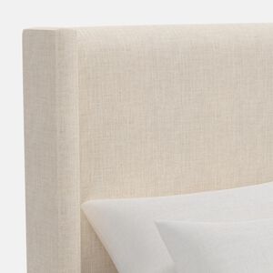 Skyline Furniture Linen Fabric Upholstered King Size Wingback Bed - Talc, , hires