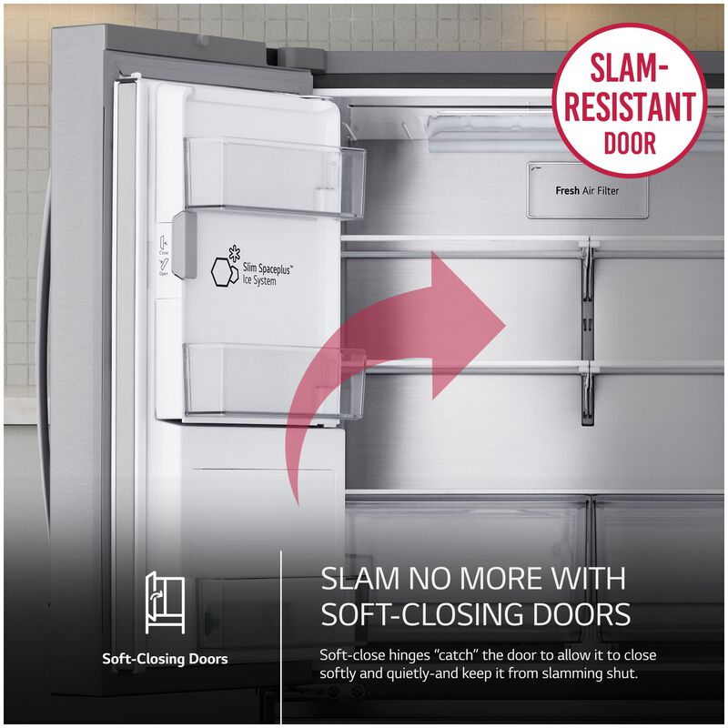 LG 36 in. 28.6 cu. ft. Smart 4-Door French Door Refrigerator with Ice & Water Dispenser - PrintProof Stainless Steel, PrintProof Stainless Steel, hires