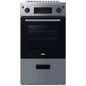 Summit 20 in. 2.0 cu. ft. Standard Convection Slide-In Electric Range with 3 Induction Burners - Stainless Steel, Stainless Steel, hires