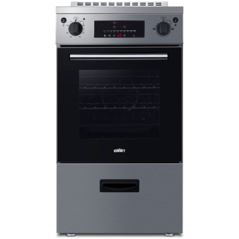 Summit 20 in. 2.0 cu. ft. Standard Convection Slide-In Electric Range with 3 Induction Burners - Stainless Steel, Stainless Steel, hires