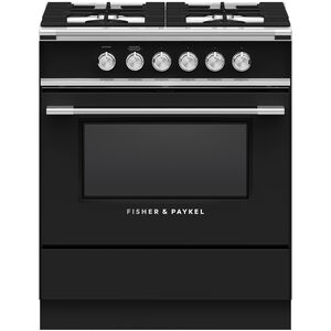 Fisher & Paykel Series 7 30 in. 3.5 cu. ft. Standard Convection Gas Range with 4 Sealed Burners - Black, , hires