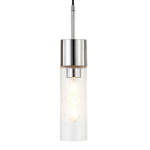 Hudson & Canal Lance 3.5 in. Pendant with Seeded Glass - Polished Nickel, , hires
