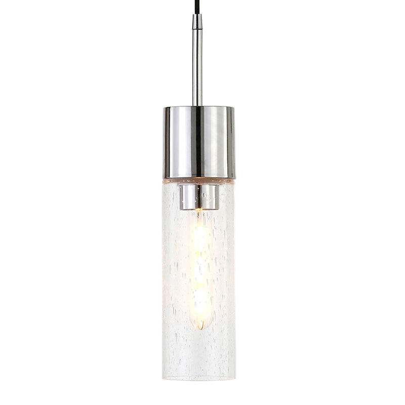 Hudson & Canal Lance 3.5 in. Pendant with Seeded Glass - Polished Nickel, , hires