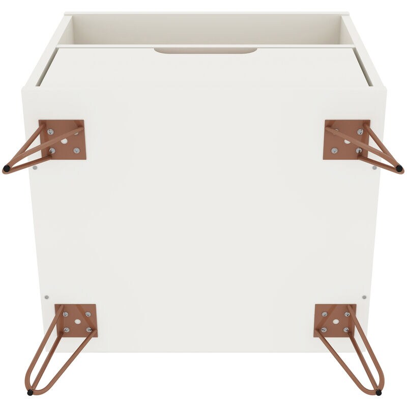 Manhattan Comfort Rockefeller Mid-Century Modern 1-Drawer Nightstand White, White, hires