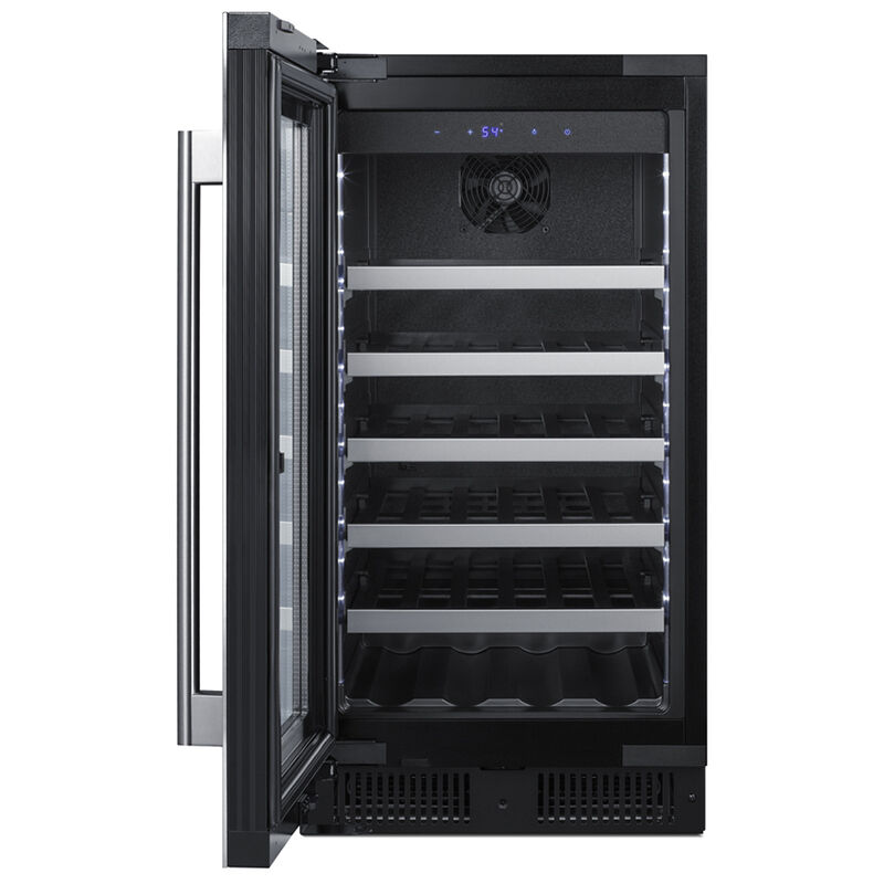 Summit Classic Collection 18 in. Undercounter Wine Cooler with Wood Racks, Single Temperature Zone & 29 Bottle Capacity - Stainless Steel, , hires
