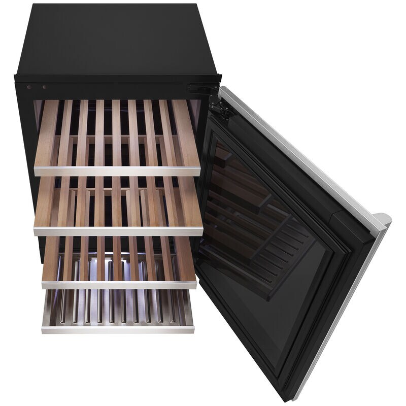 Signature Kitchen Suite 24 in. Undercounter Smart Wine Cooler with Metal & Wood Racks, Dual Temperature Zones & 41 Bottle Capacity - Custom Panel Ready, , hires