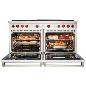 Wolf 60 in. 9.6 cu. ft. Smart Convection Oven Freestanding Dual Fuel Range with 6 Sealed Burners & Griddle - Stainless Steel, , hires