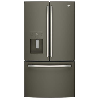 GE 36 in. 25.6 cu. ft. French Door Refrigerator with Ice & Water Dispenser - Fingerprint Resistant Slate | GFE26JMMES