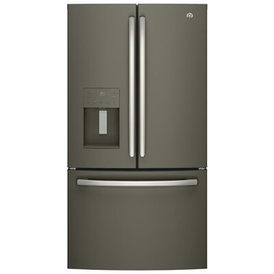 GE 36 in. 25.6 cu. ft. French Door Refrigerator with External Ice & Water Dispenser - Slate | GFE26JMMES