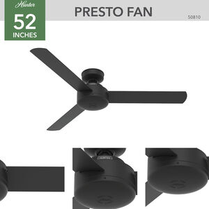 Hunter 52" Presto Ceiling Fan and Wall Control - Matte Black, Matte Black, hires