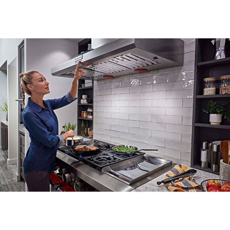 KitchenAid 48 in. Canopy Pro Style Range Hood with 4 Speed Settings u0026 3 LED  Lights - Stainless Steel | P.C. Richard u0026 Son