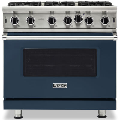 Viking 5 Series 36 in. 5.1 cu. ft. Convection Oven Freestanding Natural Gas Range with 6 Open Burners - Slate Blue | VGIC53626BSB