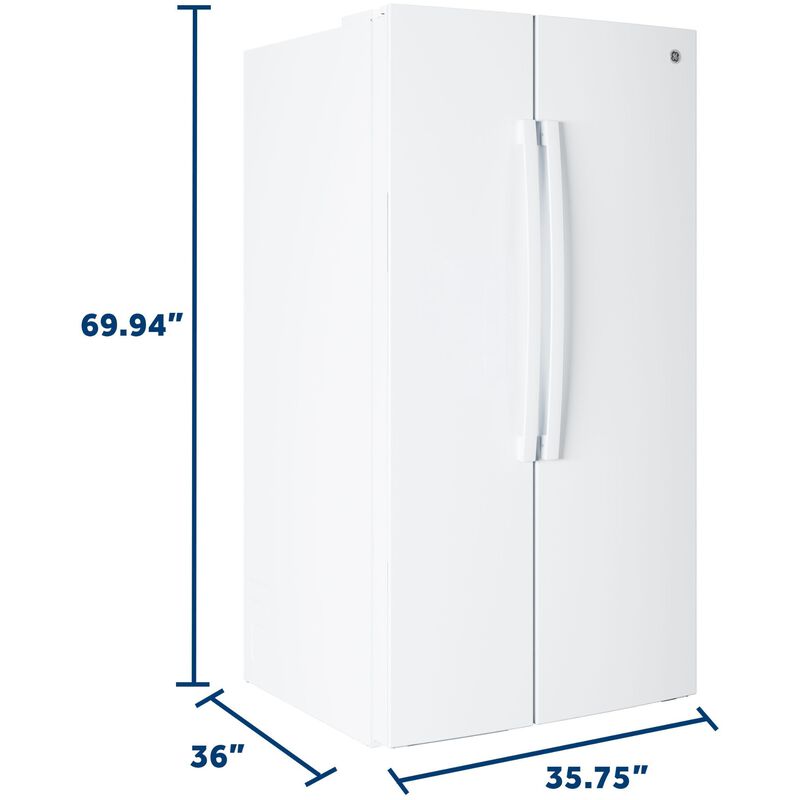 GE 36 in. 28.5 cu. ft. Garage-Ready Side-by-Side Refrigerator - White, White, hires