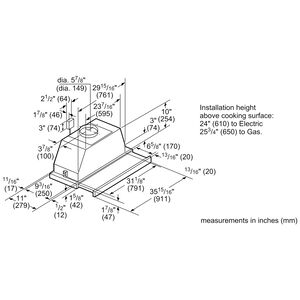 Bosch 500 Series 36 in. Convertible Slide-Out Style Range Hood with 500 CFM, 3 Fan Speeds & 2 Halogen Lights - Stainless Steel, , hires