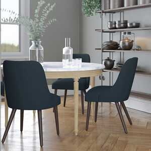 Skyline Furniture Modern Mid Century Dining Chair in Linen Fabric - Navy, , hires