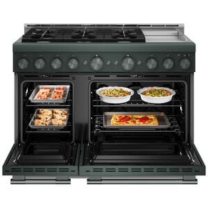 KitchenAid Commercial-Style 48 in. 6.3 cu. ft. Air-Fry True European Convection Double Oven Gas Range with 6 Sealed Burners & Griddle - Juniper, , hires