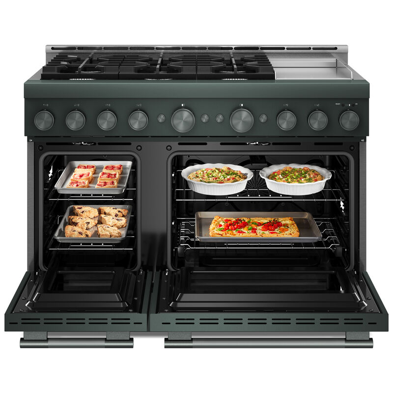 KitchenAid Commercial-Style 48 in. 6.3 cu. ft. Air-Fry True European Convection Double Oven Gas Range with 6 Sealed Burners & Griddle - Juniper, , hires