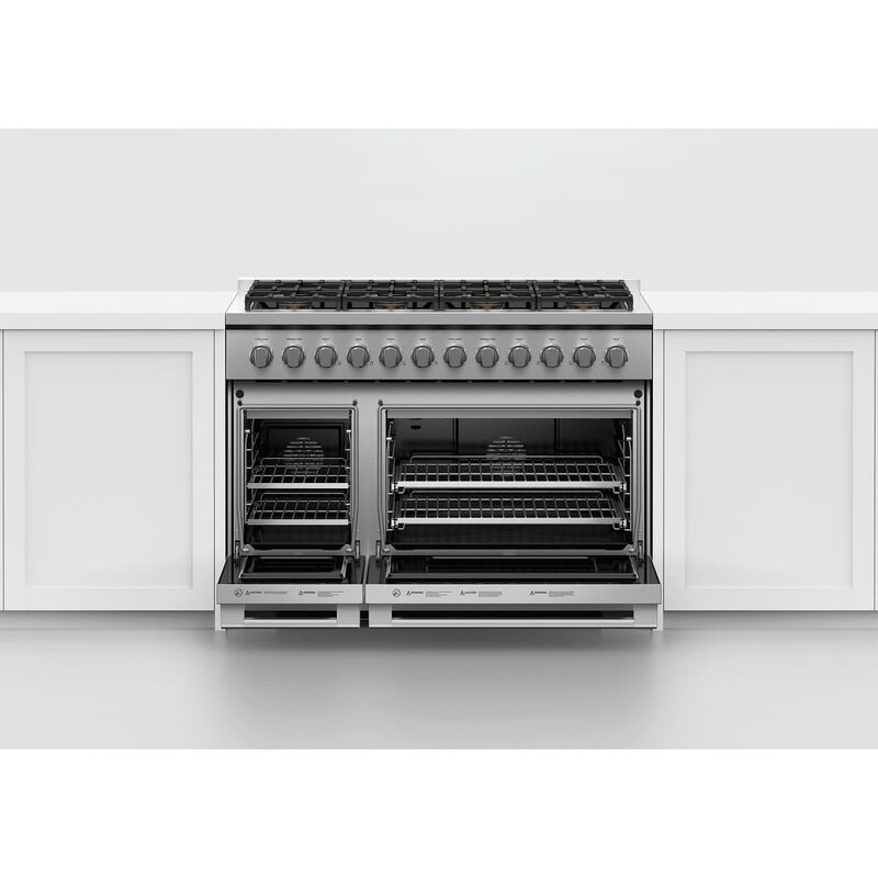 Fisher & Paykel Series 7 Professional 48 in. 7.7 cu. ft. Standard Convection Double Oven Gas Range with 8 Sealed Burners - Stainless Steel, , hires
