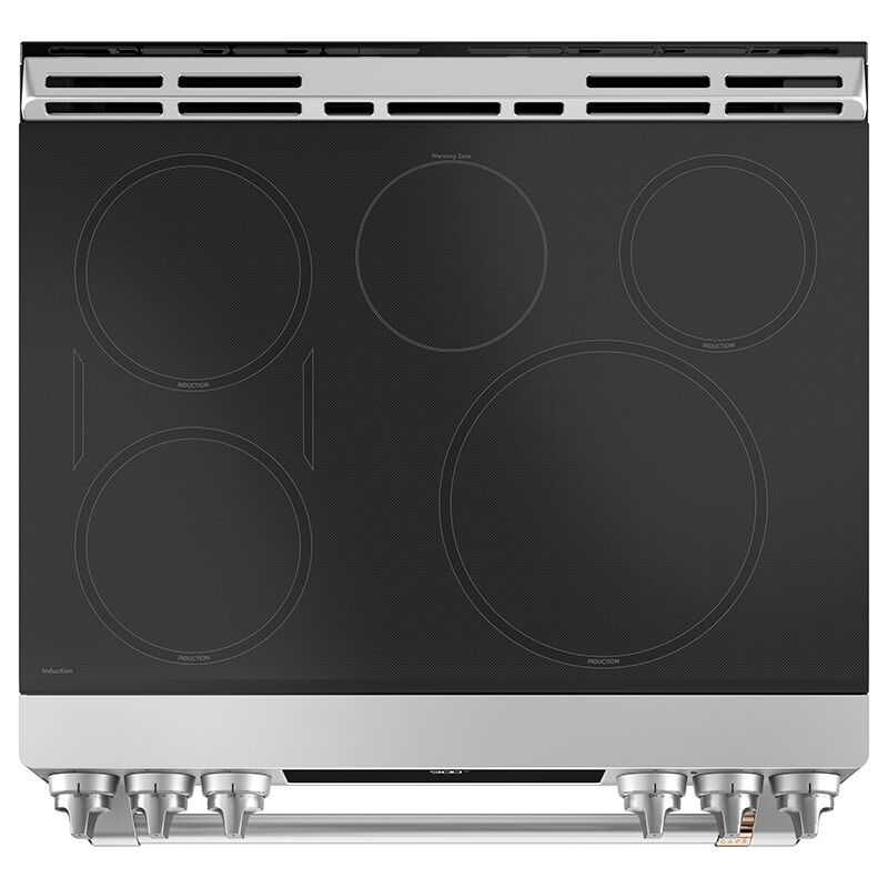 Cafe 30 in. 5.7 cu. ft. Smart Air Fry True European Convection Slide-In Electric Range with 5 Induction Burners - Stainless Steel, Stainless Steel, hires