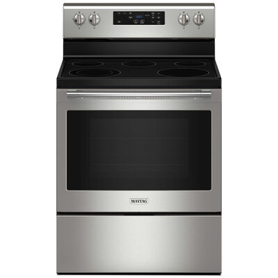 Maytag 30 in. 5.3 cu. ft. Electric Range with Radiant Burners - Fingerprint Resistant Stainless Steel | MER4800PZ