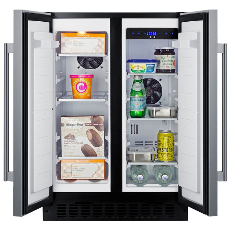 Summit 24 in. 3.7 cu. ft. Side by Side Undercounter Refrigerator - Stainless Steel with Black Cabinet, , hires